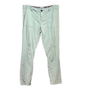 BKE Mollie Ankle Skinny Distressed Jeans Mint Green Mid Rise Women's 28 W32 L28